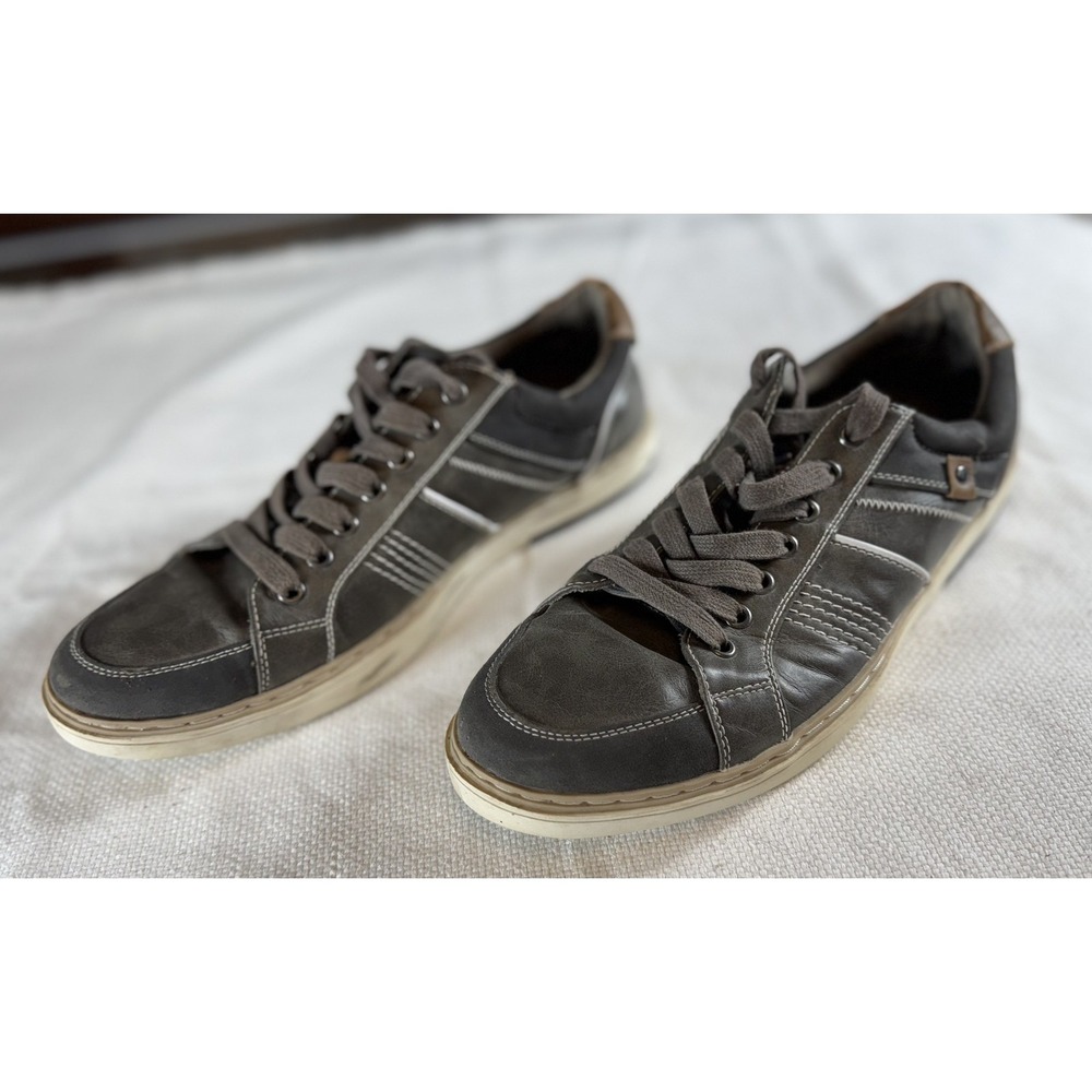 Studio INK Shoes Mens Size 12 Black Gray Casual Lace Up Low Top Sneakers Leather